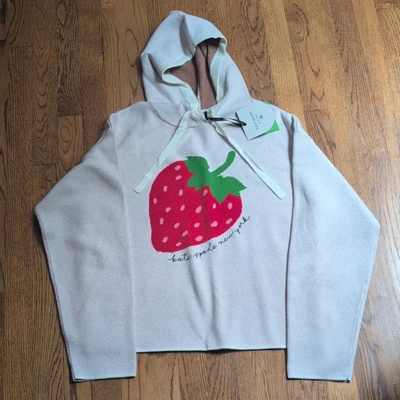 NWT Kate Spade Strawberry Hooded Sweatshirt Women's Hoodie Target Collab - Picture 7 of 7